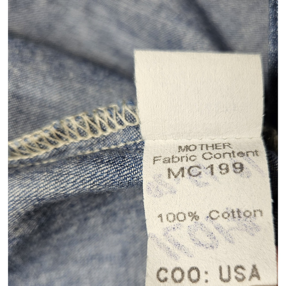 Mother Denim Gatherer Popover Mini Dress Chambray Simple Thing Cottage Womens M - Picture 13 of 16